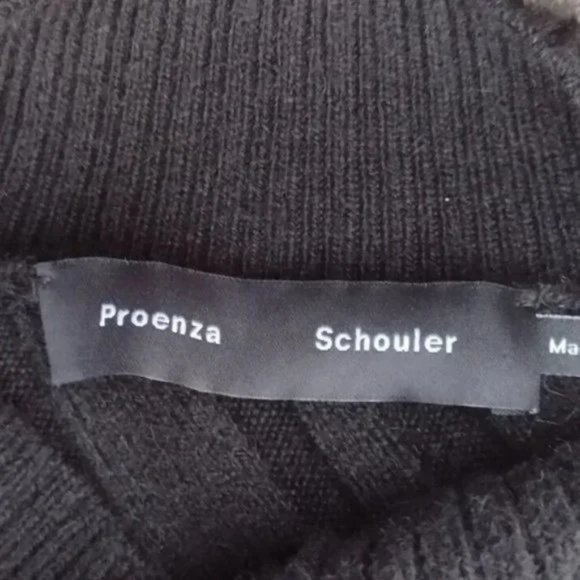 Proenza Schouler Black Label Cable Knit Asymmetric Sweater Black M Italy NWOT - Picture 3 of 9